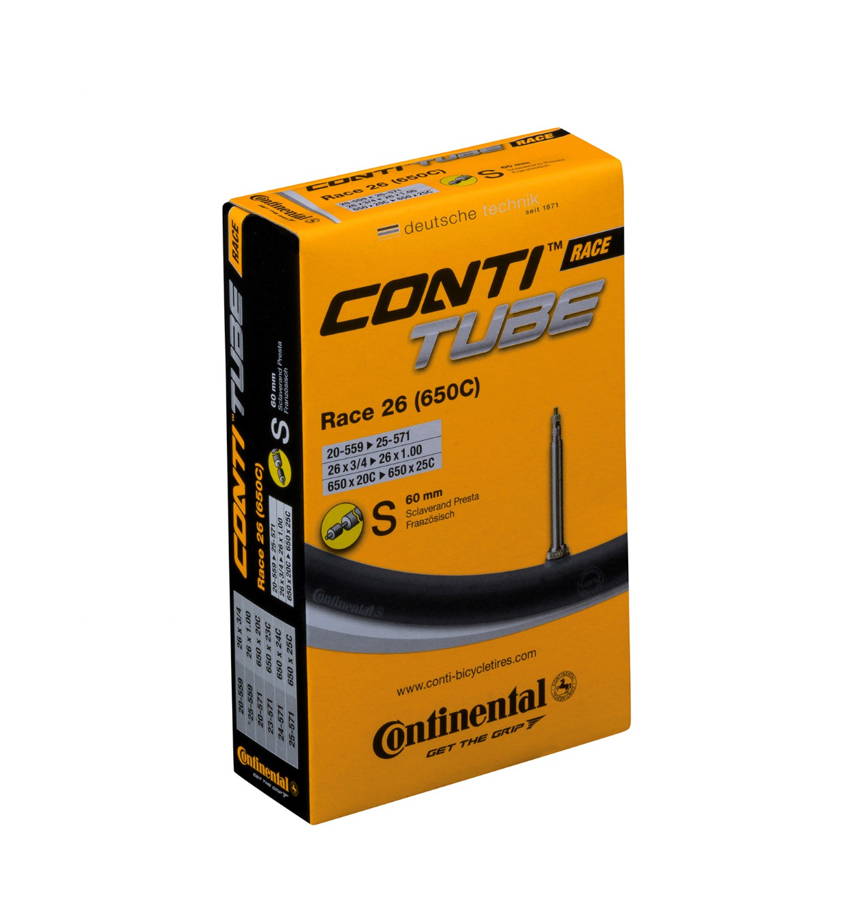 CONTINENTAL RACE TUBE - PRESTA 60MM VALVE: BLACK 700X25-32C