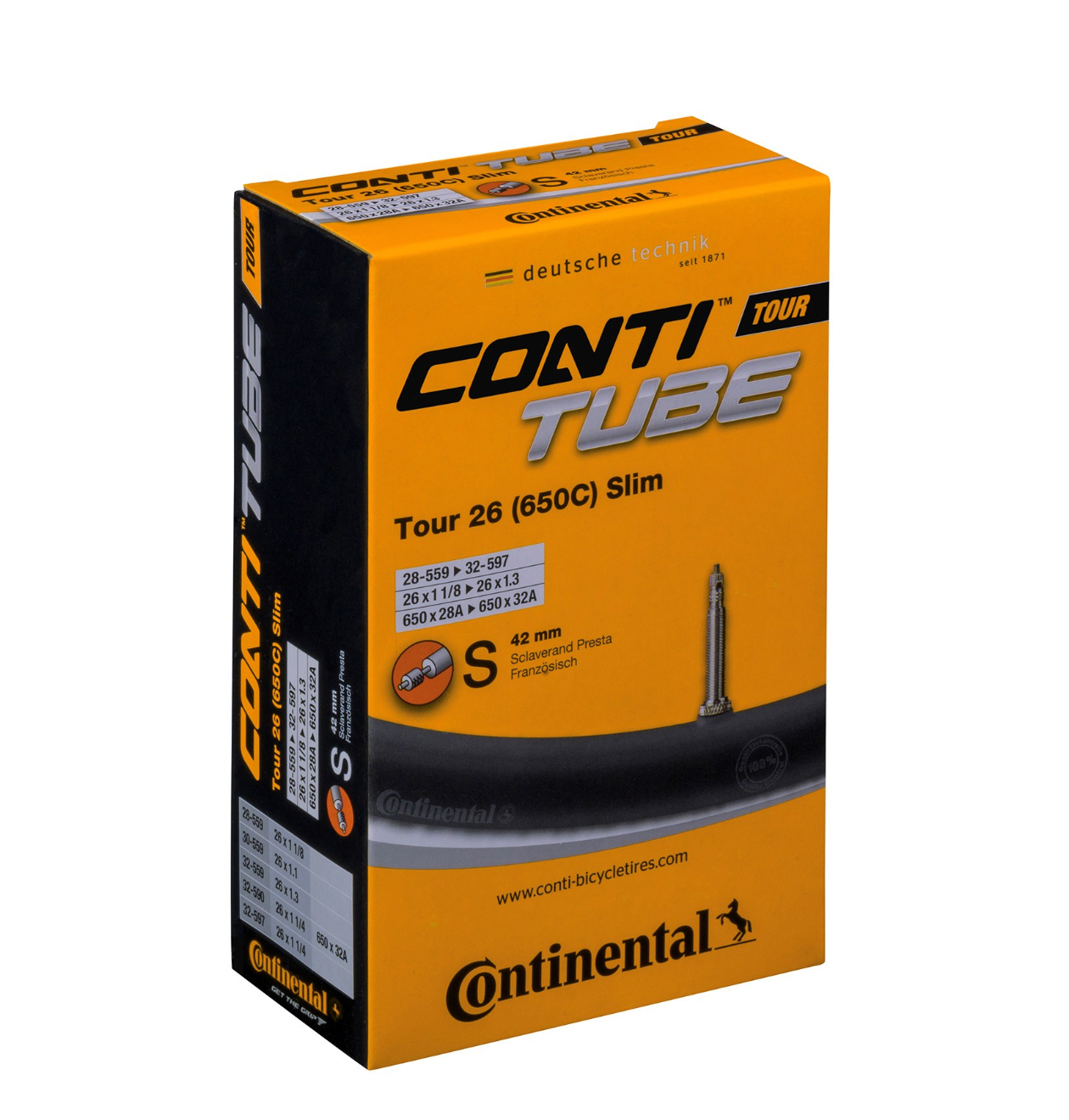 CONTINENTAL TOUR TUBE - PRESTA 42MM VALVE: BLACK 700X28-37C