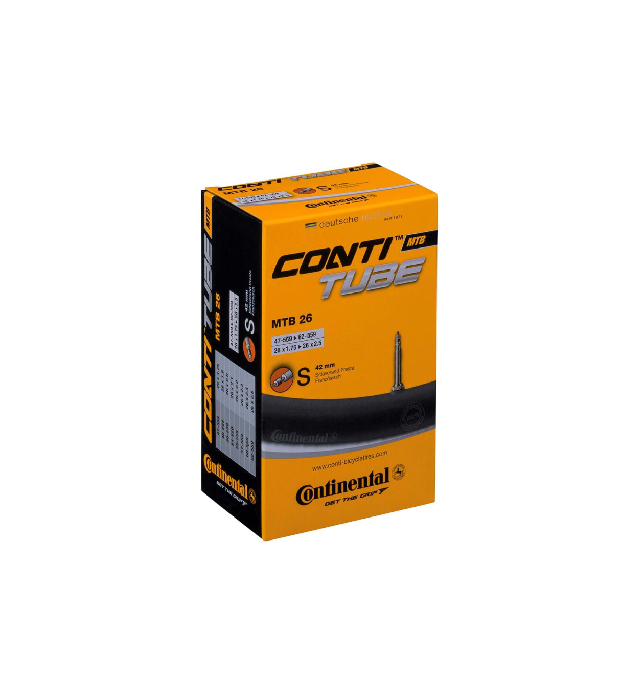 CONTINENTAL MTB TUBE - PRESTA 42MM VALVE: BLACK 29X2.50-2.80"