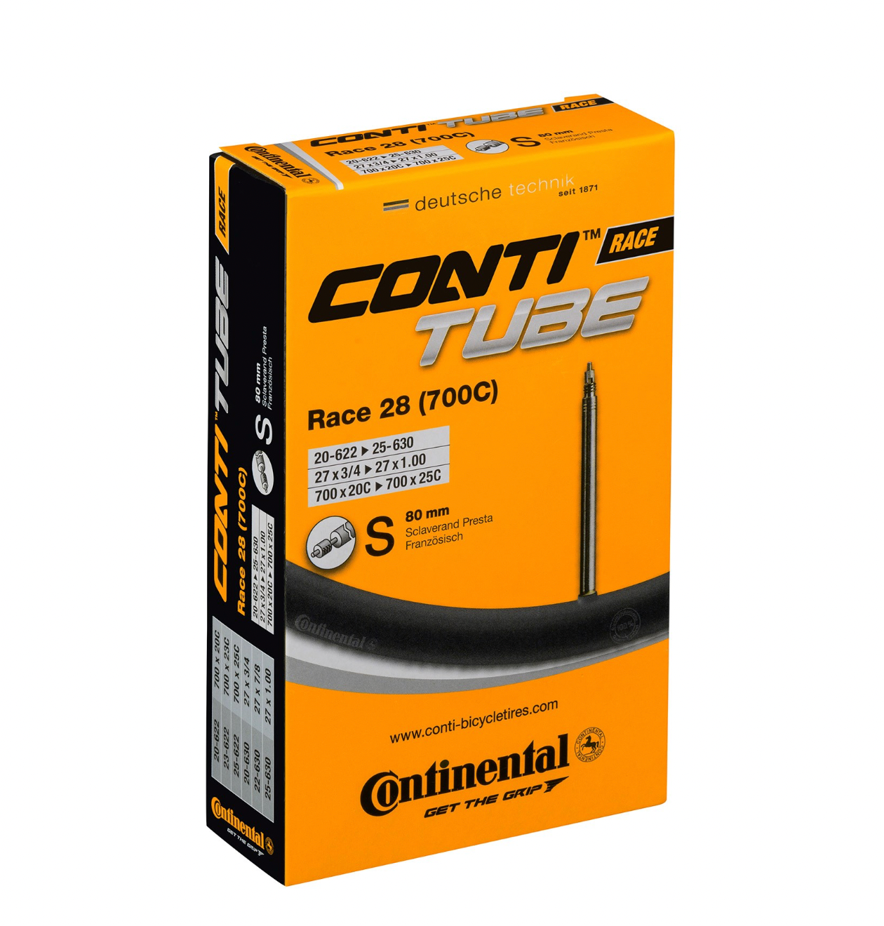 CONTINENTAL RACE TUBE - PRESTA 80MM VALVE: BLACK 700X20-25C